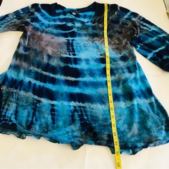 Mezon Woman’s Tie Dyed Burnout Silky Back 3/4 Sleeves Top Size S - Picture 9 of 15